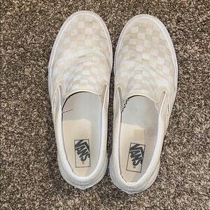 Vans White Checkered Slip-Ons